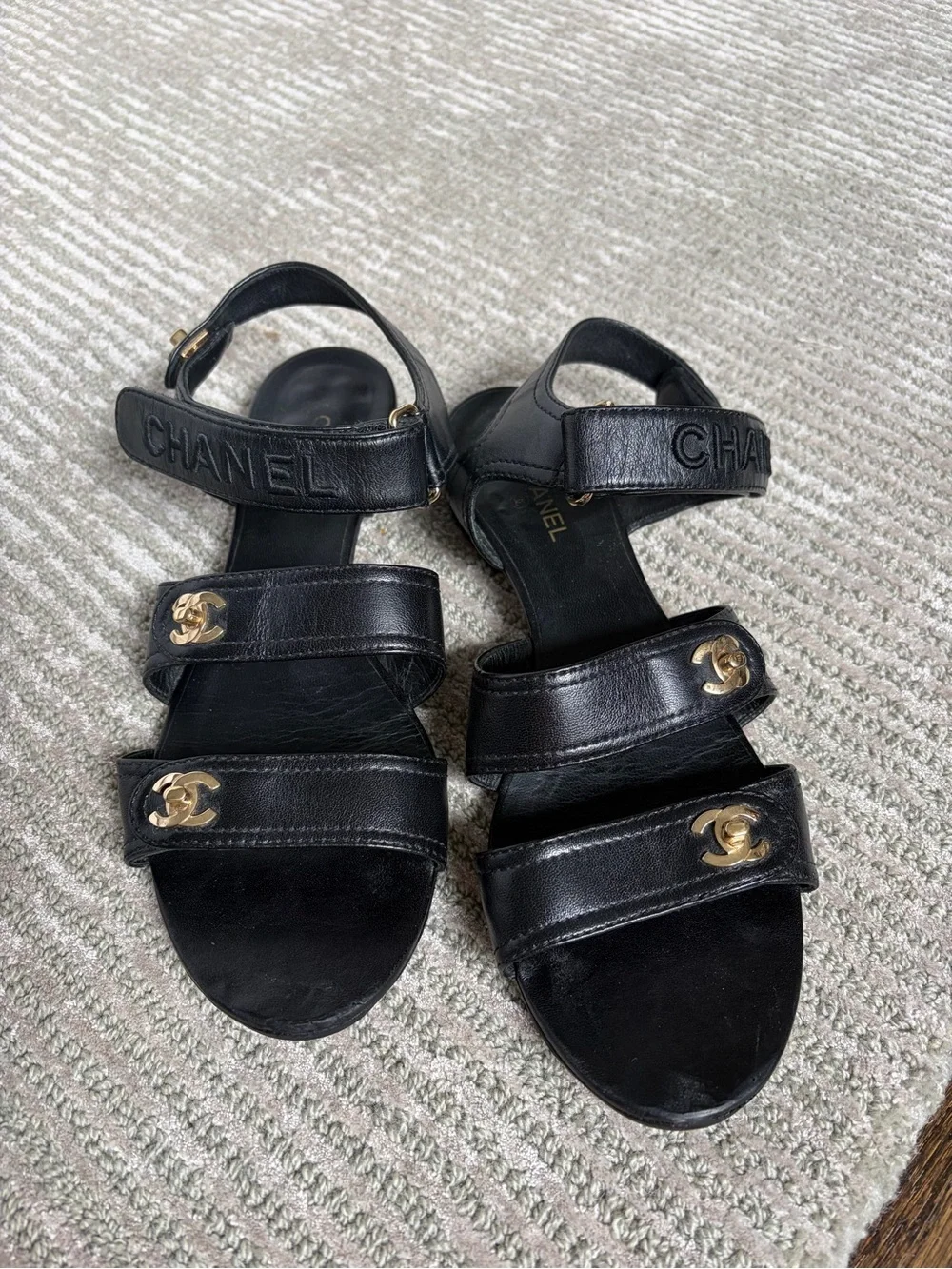 Chanel Interlocking CC Logo Slingback Sandals Size 40